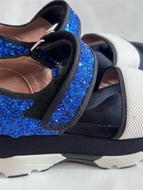 Marni Blue Glitter & White Sport Sandals